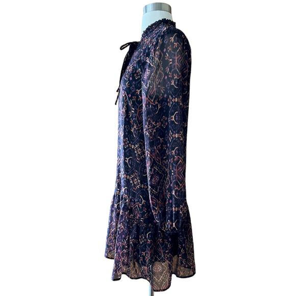 Zara Navy and Pink Patterned Mini Dress - Picture 10 of 14